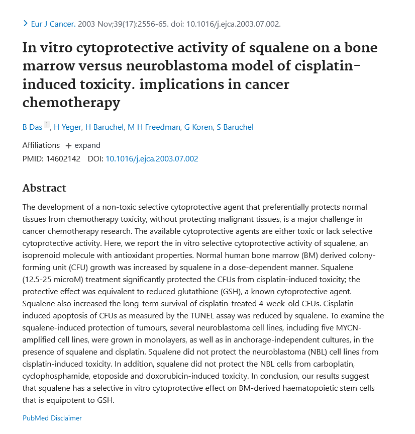 Image of In vitro cytoprotective activity of squalene in a bone marrow versus neuroblastoma model: its implication in cancer chemotherapy